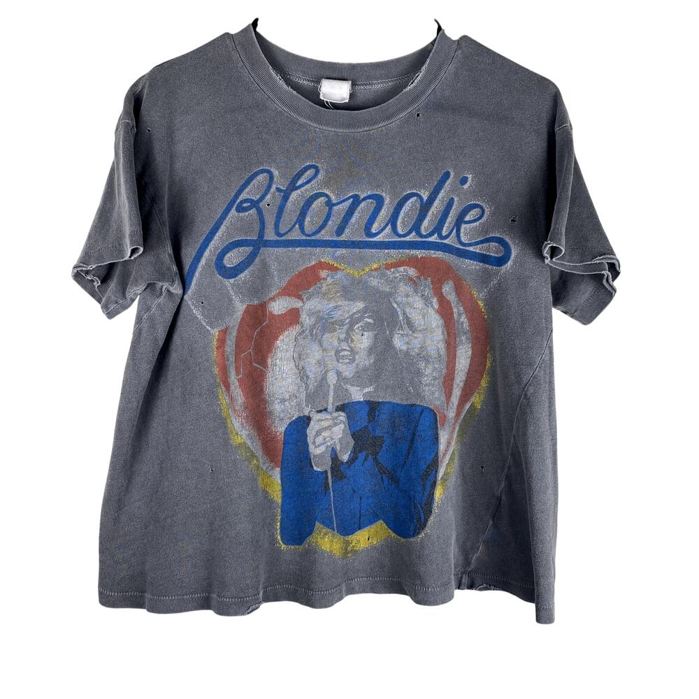 MadeWorn Blondie Heart of Glass Boxy Fit Distressed Rock n Roll Cropped T-Shirt
